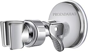 Adjustable Shower Head Holder, Bathroom Suction Cup Bracket for Handheld Showerhead, Removable Wall Mounted Shower Bracket (Silver) (Silver, 1)