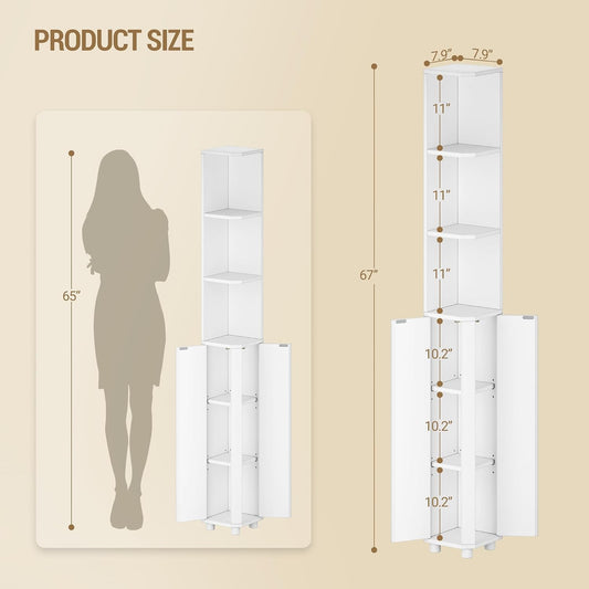 Hzuaneri Corner Cabinet, Tall Bathroom Corner Cabinet with Doors