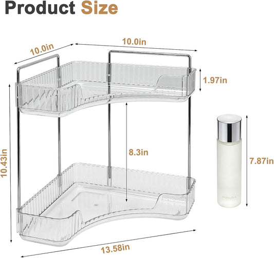 Goderewild Corner Bathroom Counter Organizer, 2-Tier Vanity Tray Shelf