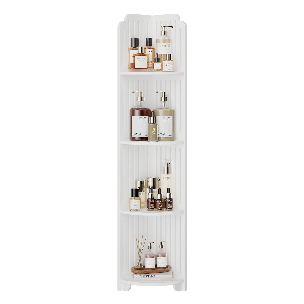 VECELO 3-Tier Bathroom Corner Shelf, Freestanding Triangle Storage Rack, Waterproof Corner Organizer, White Vertical Corner Shelving Unit for Bathroom Toilet Small Space,White