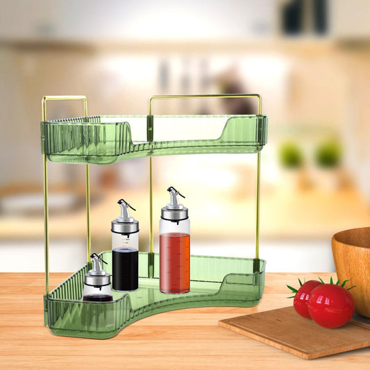 OUNONA Bathroom Counter Organizer Corner Shelf Triangular Storage Rack for Kitchen Spice Rack Counter Corner Shelf for Vanity Office and Bathroom Countertop Storage 10.03 X 10.03 X 11.61 in