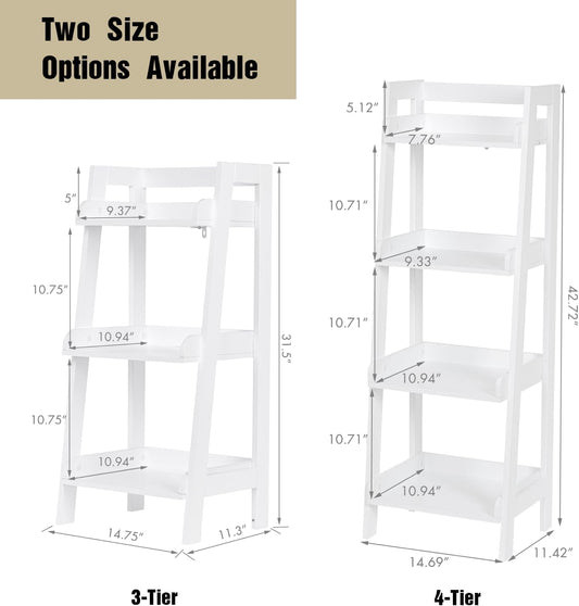 UTEX Bathroom Ladder Shelf, 3-Tier Small Storage Rack, White