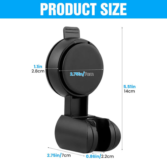 Shower Head Holder Suction, Shower Head Holder, Adjustable Bathroom Suction Cup, No Drilling Shower Head Bracket for Bathroom, Removable Wall Mounted Suction Bracket, Waterproof