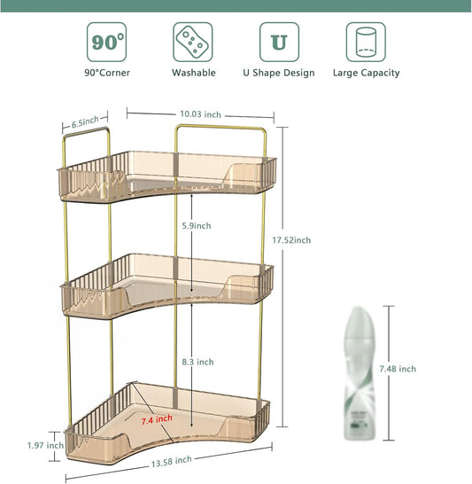 Webetop Corner Bathroom Shelf, 3 Tier Countertop Organizer for Vanity