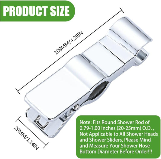 Adjustable Hand Shower Bracket for Slide Bar, Universal 20-25MM Rail Shower Head Holder Slider Clamp Bathroom Replacement 45 Degree Rotation Sprayer Holder