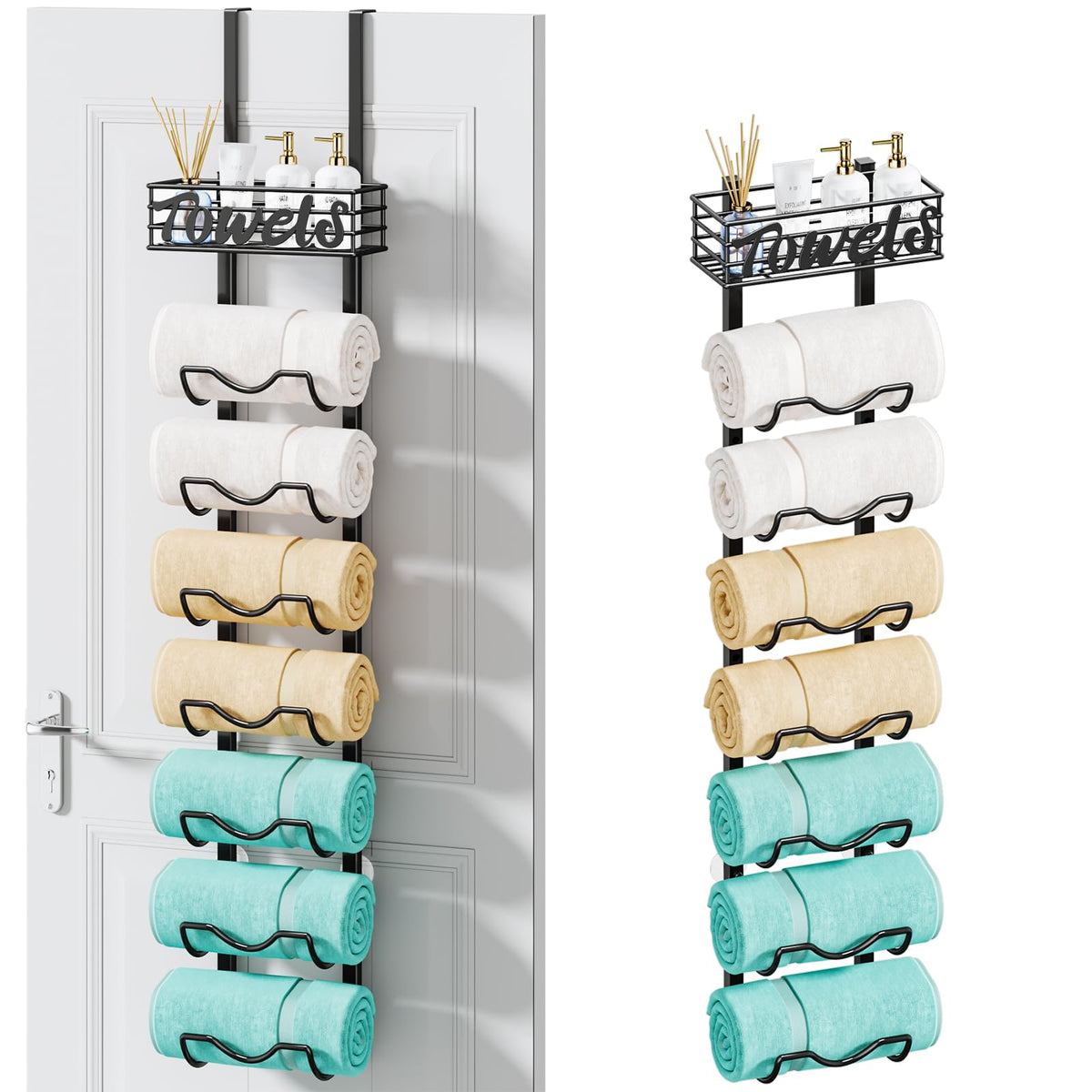 HapiRm Wall Mounted Towel Rack for Bathroom, Towel Storage for Above Toilet
