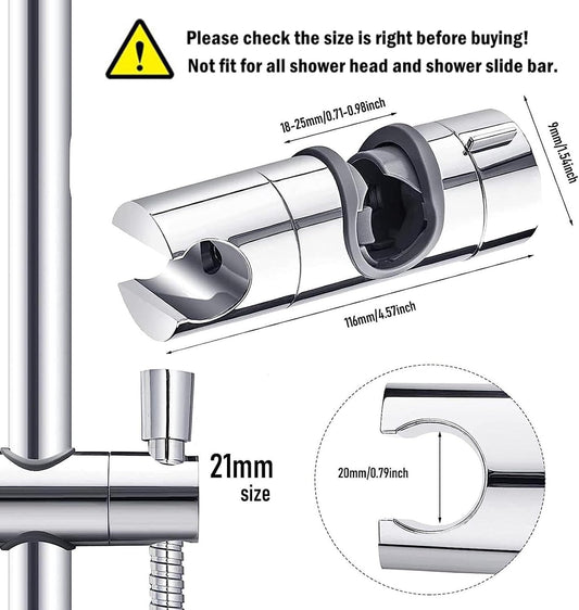 Adjustable Shower Head Holder for Slide Bar 18-25MM, ABS Chrome