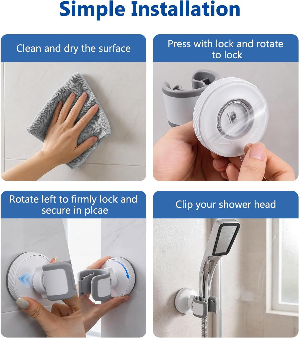 Adjustable Suction Cup Shower Head Holder RV & Renter Friendly.