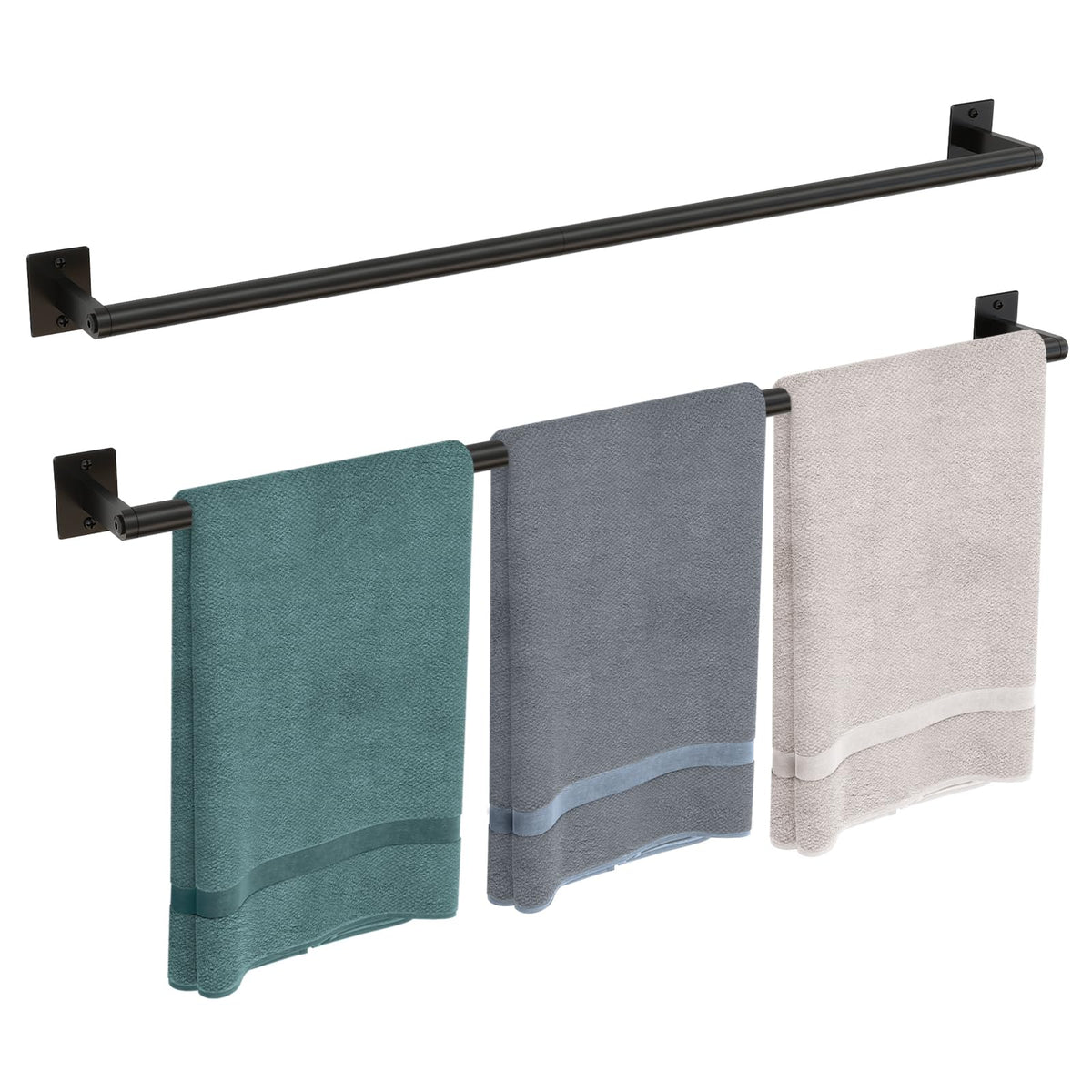 2 Packs 24 Inch Bathroom Towel Bar, Matte Black Towel Racks for Bathroom, JIAPAIDUO Bathroom Towel Rack Wall Mounted, Bath Hand Towel Holder Organizer, Modern Home Decor Towel Rod