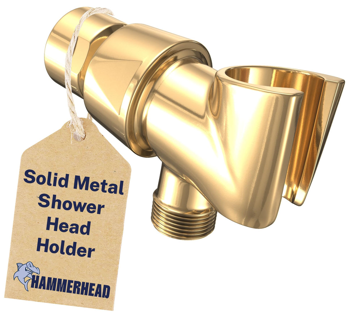 Hammerhead Metal Shower Head Holder for Handheld, Adjustable Wall Bracket
