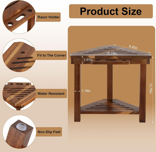Shower Foot Rest for Shaving Legs, Corner Shower Bench with Razor Holder