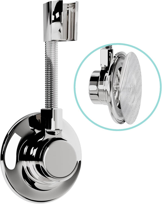 Shower Head Holder for Handheld Shower, Adhesive Wall Mount, Chrome
