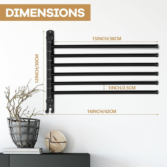 Teenyyou 16.5" Swivel Towel Rack 6 Arms 304 Stainless Steel Black