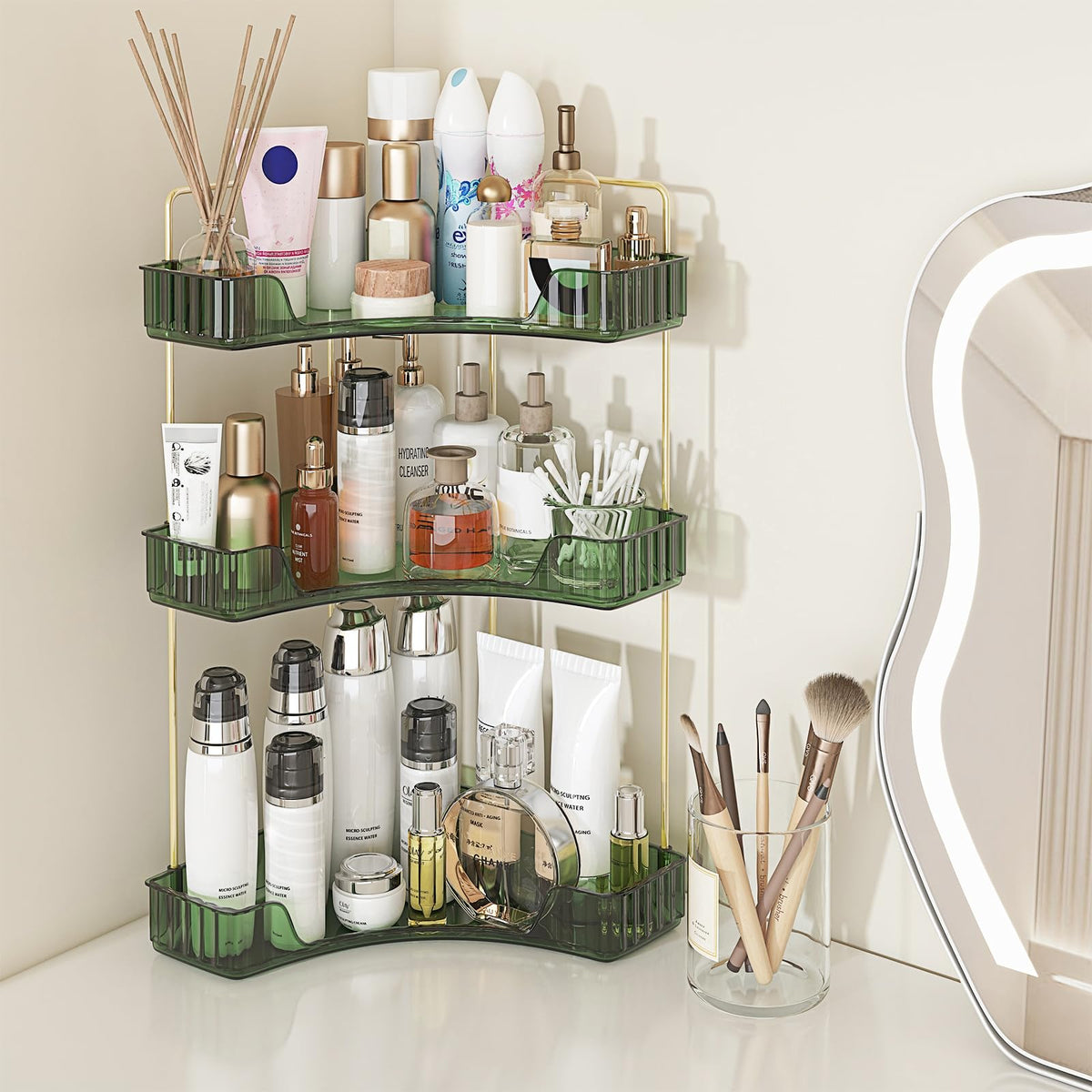 Webetop Corner Bathroom Shelf, 3 Tier Countertop Organizer for Vanity