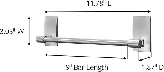 Command Towel Bar, Satin Nickel, 1 Towel Bar, 4 Strips