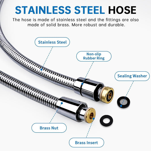 G-Promise All Metal Shower Head Holder with 71 Inch Hose(Chrome)