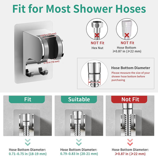 Hand Held Shower Head Holder Wall Mount, 2 Hooks, Chrome, 1 Pack