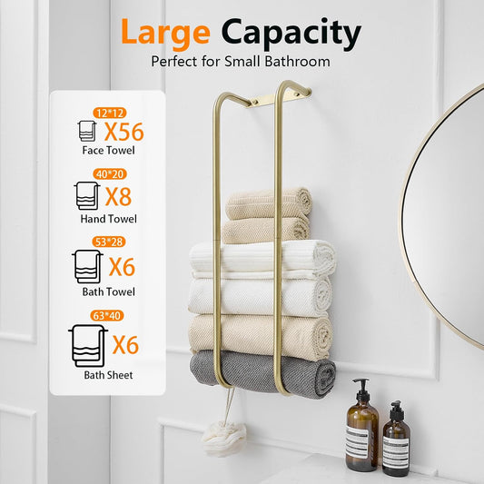 BWE Brushed Gold Towel Racks for Bathroom Wall Mounted for Rolled Towels