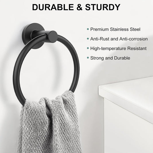 SetSail Towel Holder for Bathroom Wall Matte Black Towel Ring