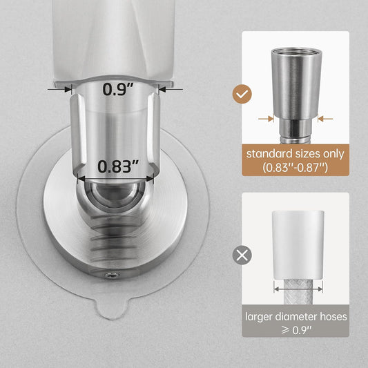 KES Shower Head Holder Wall Mount, 18/8 Stainless Steel Adjustable Handheld Shower Head Holder (21mm-23mm) No Drill Adhesive Metal Shower Head Holders Brushed Finish, C207DF-BS