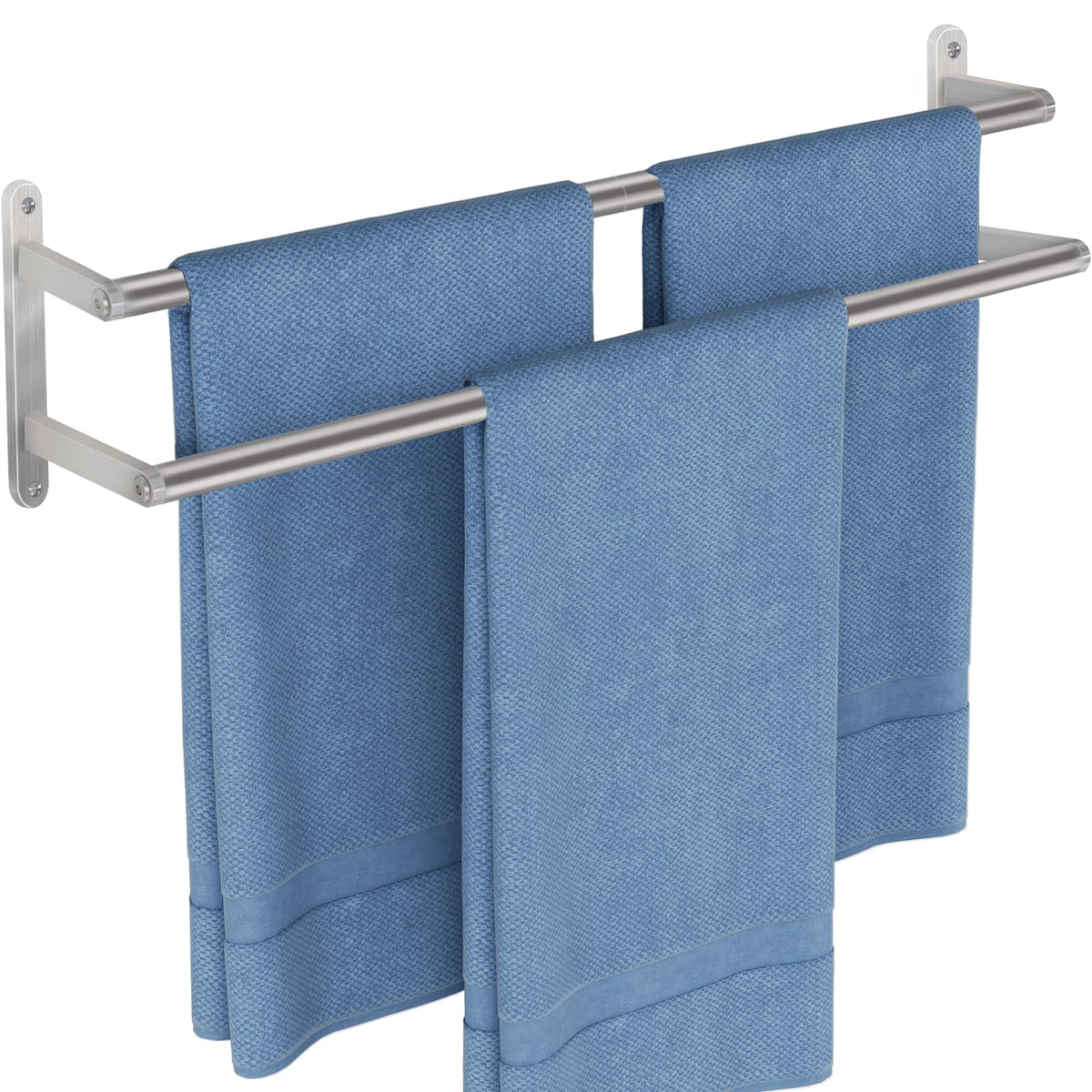 Double Towel Bar, 24Inch Towel Rack for Bathroom, Stainless Steel Double Bath Towel Bar, Wall Mounted Towel Holder, Double Towel Rod Towel Rail Hanger for Wall, Kitchen (Matte Black)