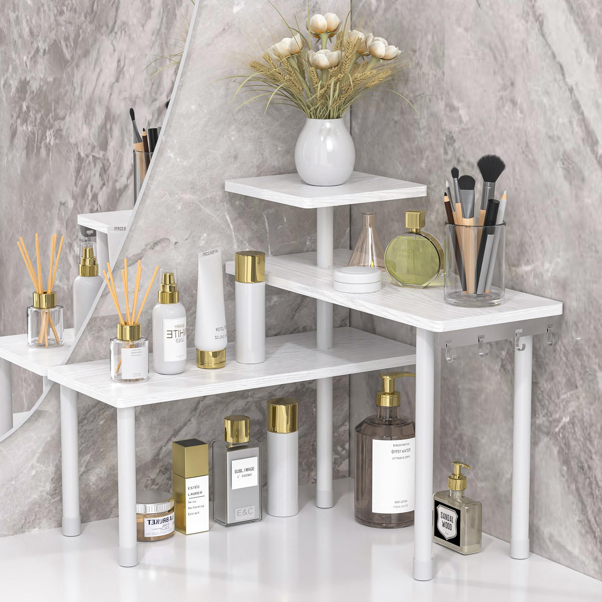 JayRex 3-Tier Bathroom Countertop Corner Shelf Organizer, Black