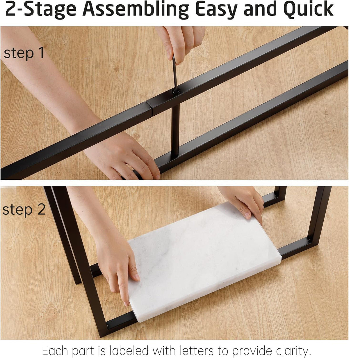 KES Standing Towel Rack, Heavy Marble Base, 2-Tier Floor Stand, Matte Black