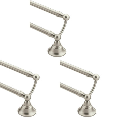 Moen Sage Collection Spot Resist Brushed Nickel 24-Inch Double Bathroom Towel Bar, Wall Mounted Bath Hanger with Two Rods, DN6822BN