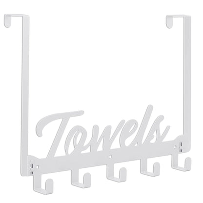 Azmoncy Over The Door Hooks, Towel Rack Towel Hooks for Bathroom, Towel Holder for Hanging Heavy Duty, Door Rack Over Door Hanger with 5 Coat Hooks for Bedroom Bathroom Kitchen, Black
