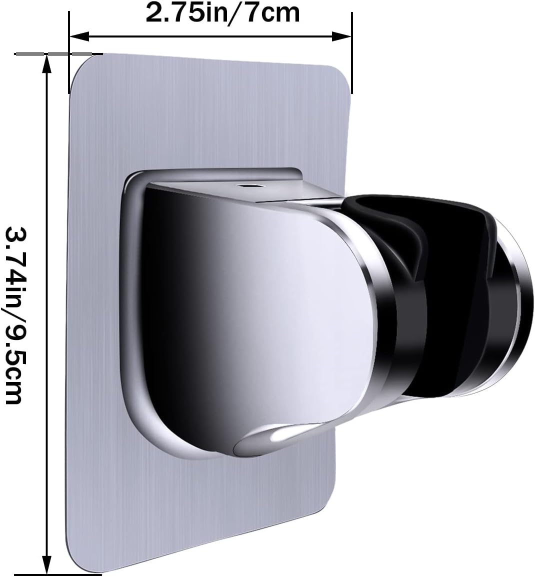 Strong Adhesive Waterproof Shower Head Stand, Self-Adhesive Holder, Adjustable Handheld, No Drilling Wall Mount, Chrome