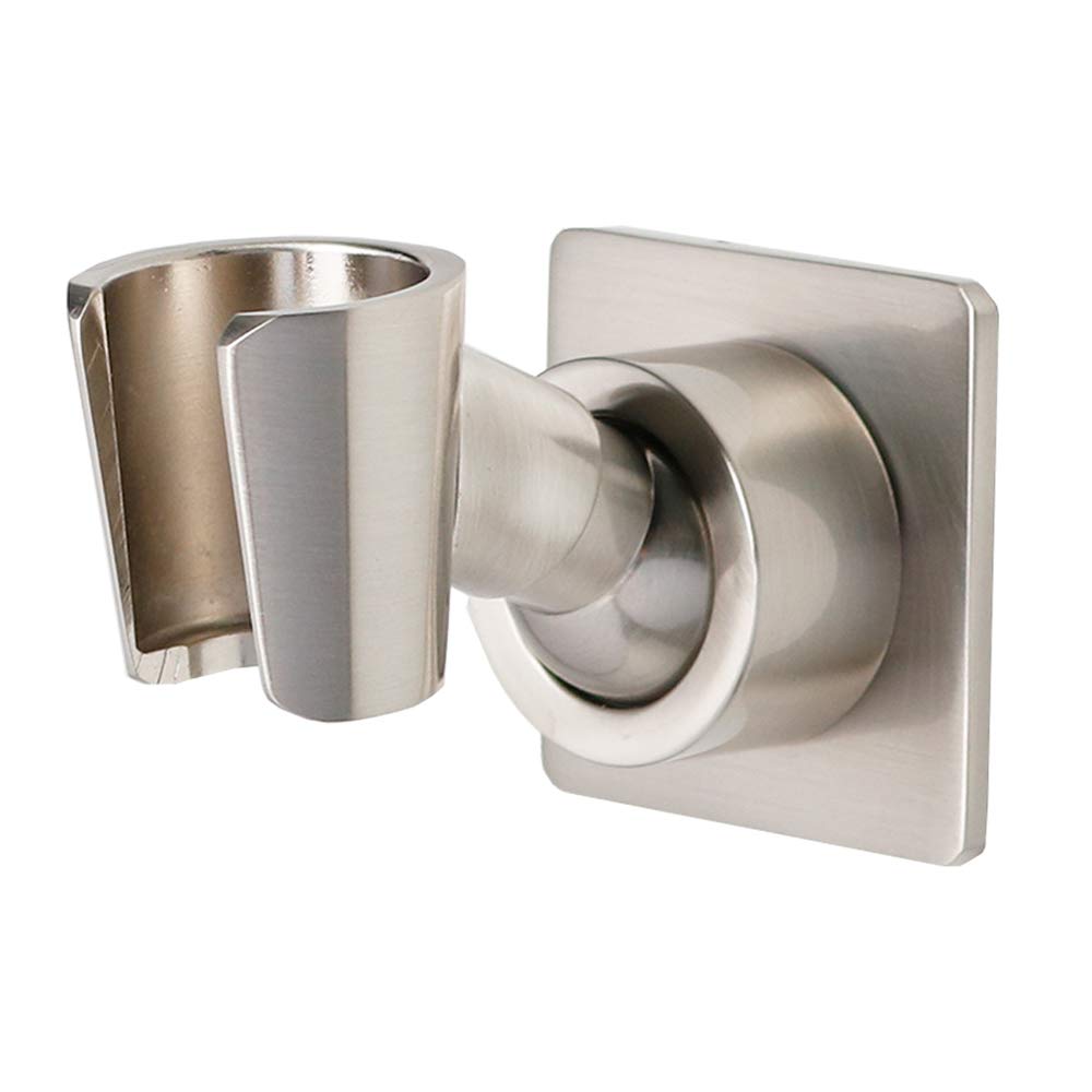 Shower Head Holder Handheld Shower Wand Bracket Adhesive Shower Wall Mount Holder Brass Shower Spray Holder Brushed Nickel, Drill Free Glue Installation