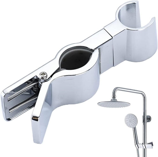 Adjustable Hand Shower Bracket for Slide Bar, Universal 20-25MM Rail Shower Head Holder Slider Clamp Bathroom Replacement 45 Degree Rotation Sprayer Holder