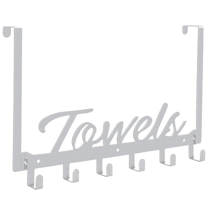 Azmoncy Over The Door Hooks, Towel Rack Towel Hooks for Bathroom, Towel Holder for Hanging Heavy Duty, Door Rack Over Door Hanger with 5 Coat Hooks for Bedroom Bathroom Kitchen, Black