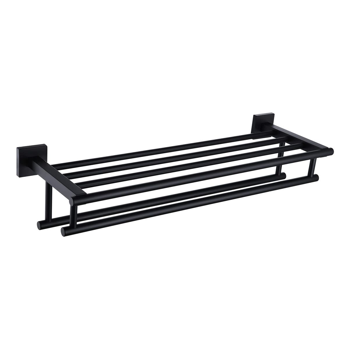 KOKOSIRI 20 Inch Towel Rail Towel Shelf with Double Towel Bars Bathroom Towel Rack Towel Holder Wall Mounted SUS 304 Stainless Steel, Brushed Nickel, B6005BR-L20