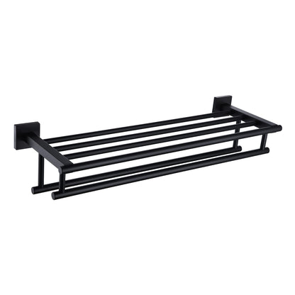 KOKOSIRI 20 Inch Towel Rail Towel Shelf with Double Towel Bars Bathroom Towel Rack Towel Holder Wall Mounted SUS 304 Stainless Steel, Brushed Nickel, B6005BR-L20