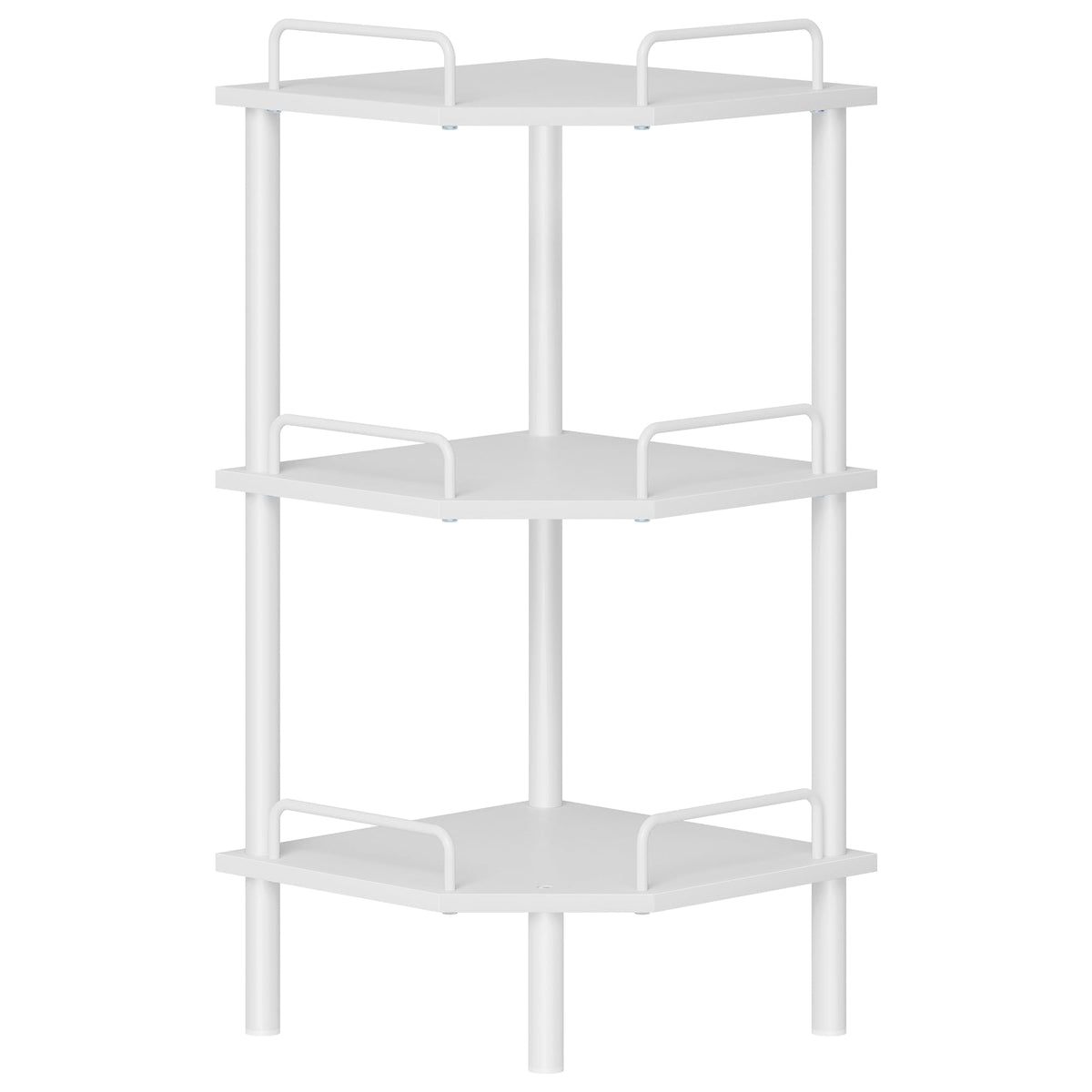 Tajsoon 3 Tier Corner Shelf Stand, Small Corner Table, Rustic Brown