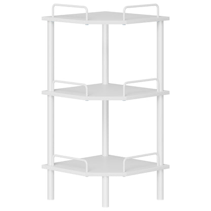 Tajsoon 3 Tier Corner Shelf Stand, Small Corner Table, Rustic Brown