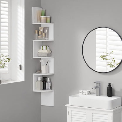 VASAGLE Corner Shelf Wall Mount, 5-Tier Floating Corner Bookshelf