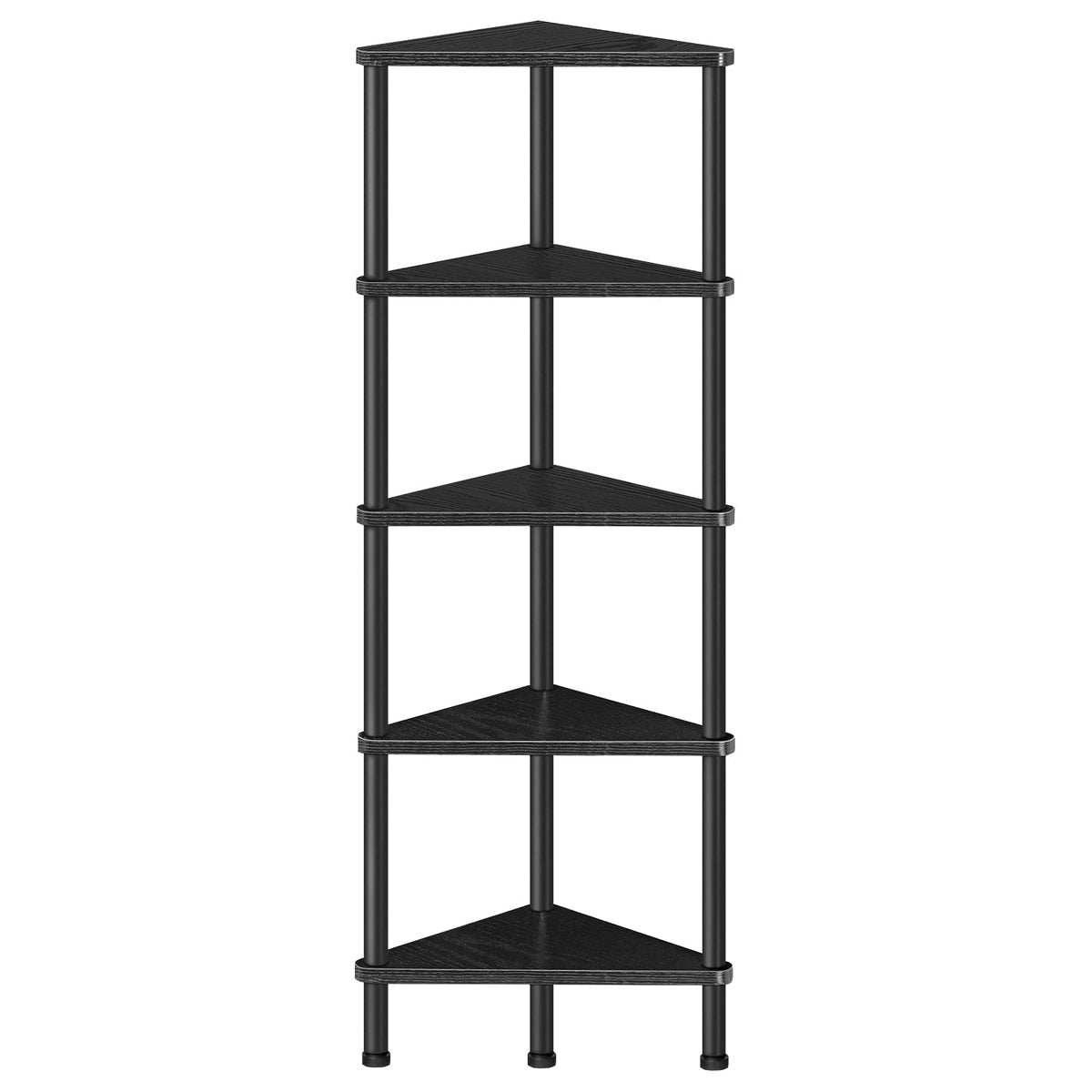 HOOBRO Corner Shelf Stand, Industrial 5-Tier Corner Bookshelf with Metal Frame, Plant Display Shelf, Small Bookcase for Small Spaces, Bedroom, Living Room, Rustic Brown BF33CJ01