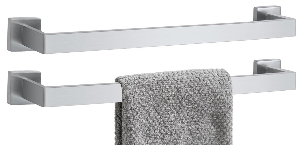 24 Inch Bathroom Towel Bar SUS304 Stainless Steel Matte Black Towel Holder Wall Mounted Heavy Duty Towel Rack Bathroom Towel Rod Modern Square Base Design(1, Matte Black, 24 Inch)