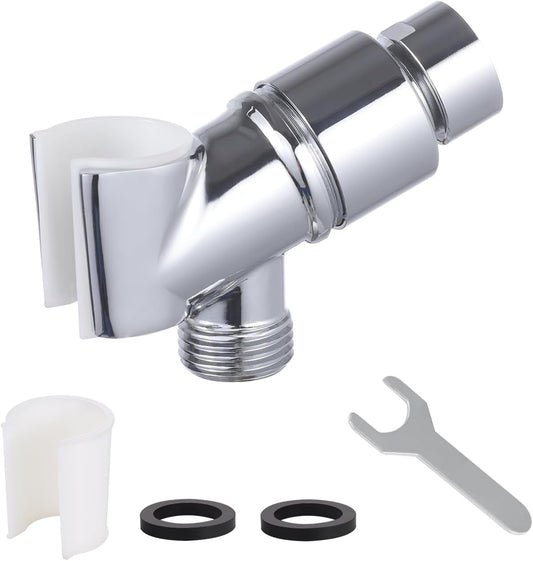 All Metal Handheld Shower Head Holder, Adjustable Shower Wand Holder with Brass Pivot Ball，Shower Arm Holder Mount for Connecting Shower Arm and Shower Hose，Chrome