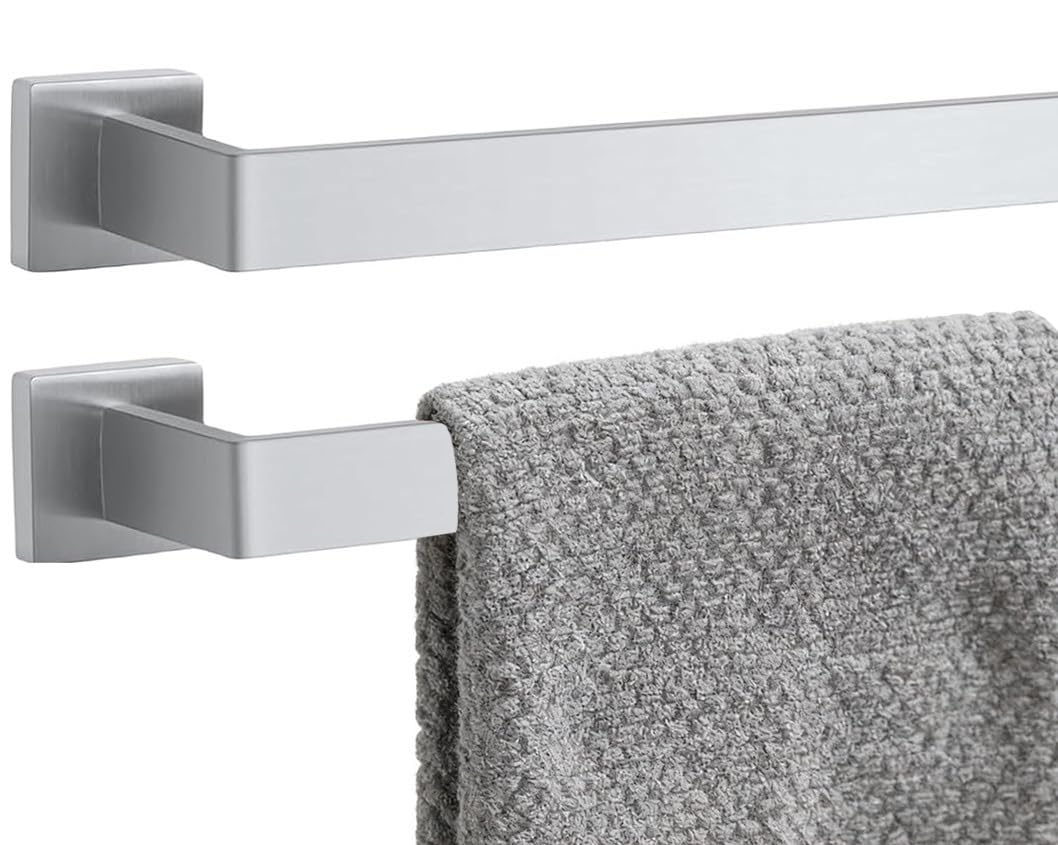 24 Inch Bathroom Towel Bar SUS304 Stainless Steel Matte Black Towel Holder Wall Mounted Heavy Duty Towel Rack Bathroom Towel Rod Modern Square Base Design(1, Matte Black, 24 Inch)