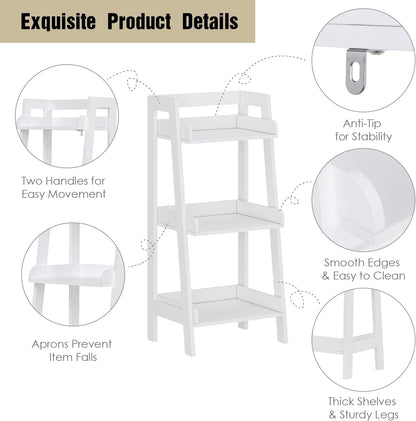 UTEX Bathroom Ladder Shelf, 3-Tier Small Storage Rack, White