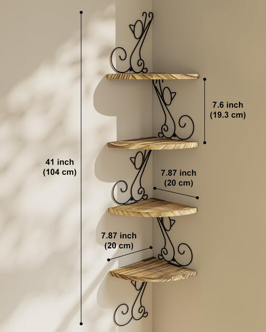 Alsonerbay 4-Tier Cat Shaped Corner Shelf Wall Mount, Carbonized Black