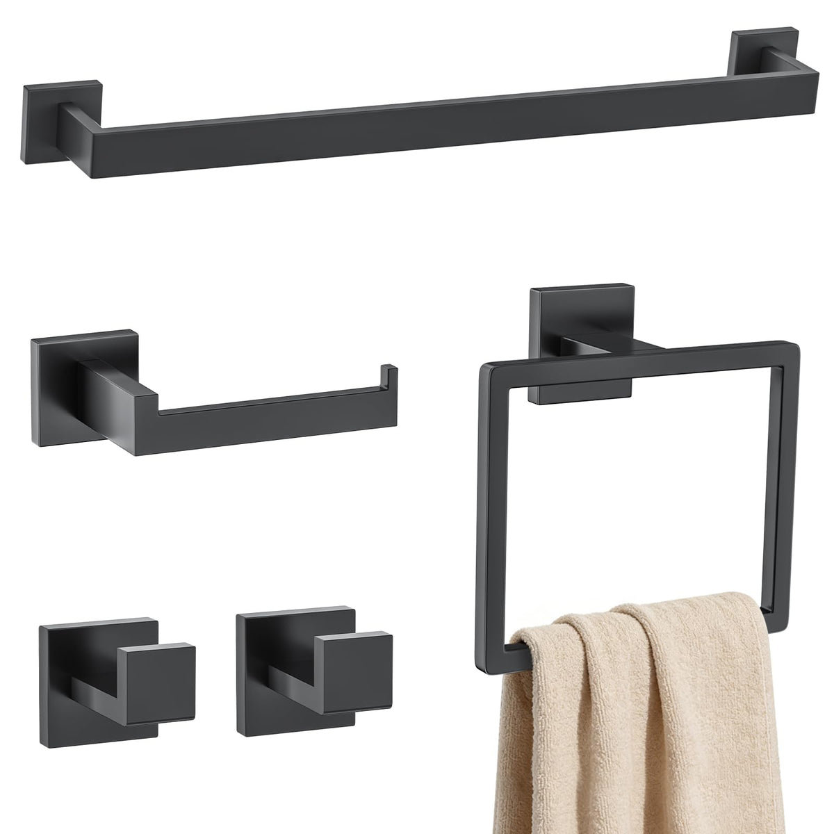 Brushed Gold Towel Bar Set 10-Piece Gold Bathroom Hardware Accessories Set,Stainless Steel Towel Rack Set for Bathroom Wall-Mounted,23.6-Inch