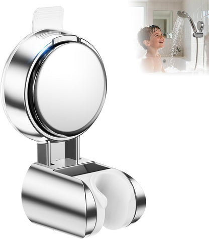 JOTPE Suction Cup Shower Head Holder, Adjustable No Drill Wall Mount Silver