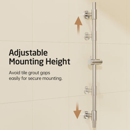 KES No Drill 30-Inch Shower Slide Bar with Adjustable Handheld Shower Head Holder, Self Adhesive, Universal Fit, SUS304 Brushed Stainless Steel Drill-Free for Bathroom, F209S78DF-BS