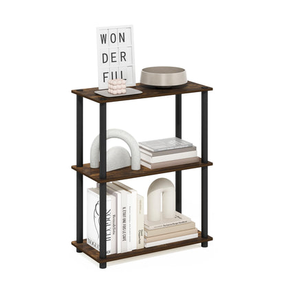 Furinno TURN-N-TUBE Corner Shelf, 5-Tier Corner Bookshelf, Open Storage Shelves, for Organization and Storage, Living Room, Home Office, Garage, Bedroom, Espresso