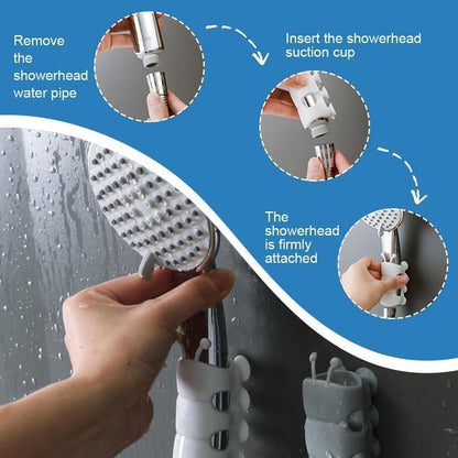 4 Pcs Silicone Shower Head Holder, Universal Relocatable Shower Head Suction Cup Holder, Wall Mount Adjustable Shower Holder for Bathroom Non Drilling