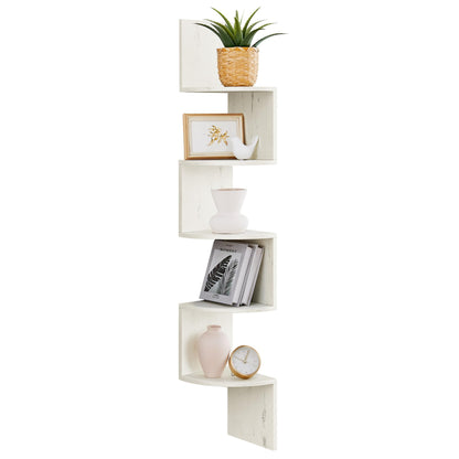 VASAGLE Corner Shelf Wall Mount, 5-Tier Floating Corner Bookshelf